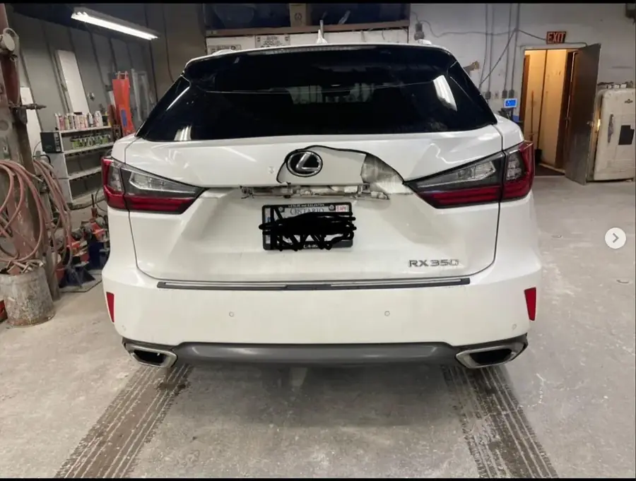 Lexus RX350 rear end collision damage before repair